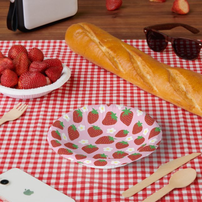Cuencos De Papel Hermoso patrón de fresas de verano (Picnic)