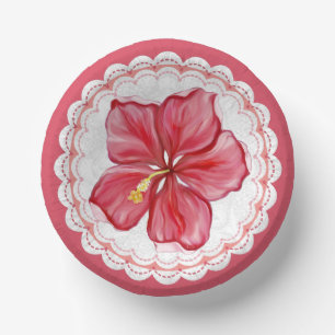 Cuencos De Papel Hibiscus & lace RED