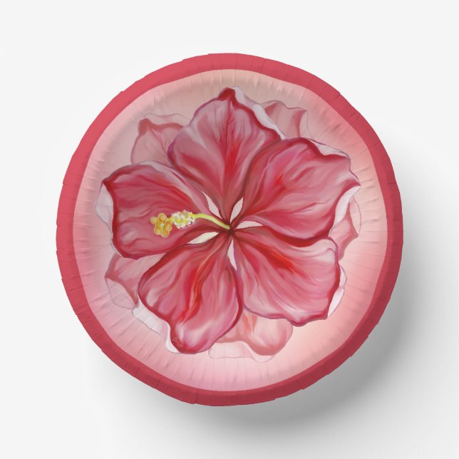 Cuencos De Papel Hibiscus & lace RED (Anverso)