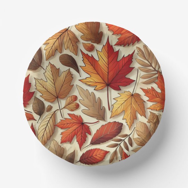 Cuencos De Papel hojas clásicas de otoño (Anverso)