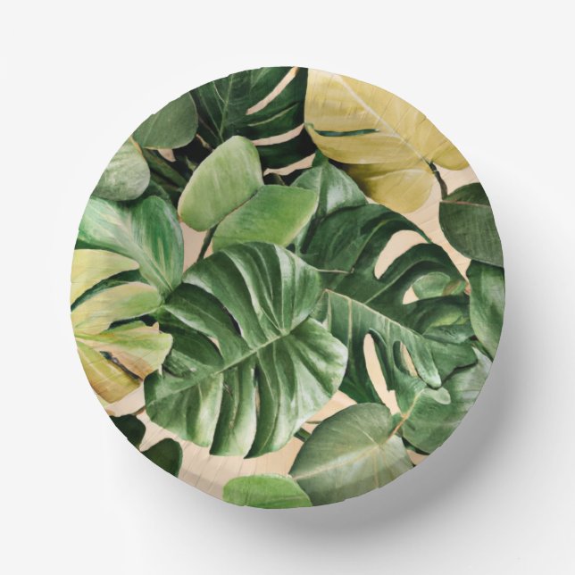 Cuencos De Papel Hojas florales/hawaianas/tropicales (Anverso)