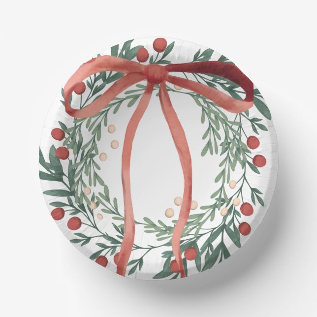 Cuencos De Papel Holiday Wreath Bowls (Anverso)