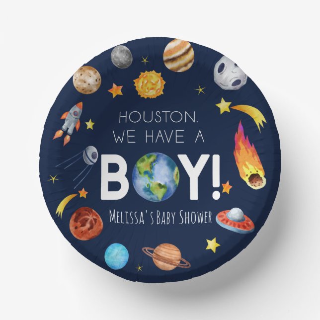 Cuencos De Papel Houston Tenemos Un Baby Shower De Galaxia Espacial (Anverso)