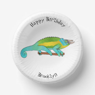 Cuencos De Papel Ilustracion chameleon personalizado de Jackson