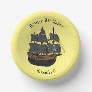 Cuencos De Papel Ilustración de dibujos animados de barco pirata