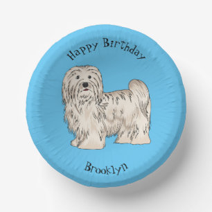 Cuencos De Papel ilustración de dibujos animados de perro Havanese