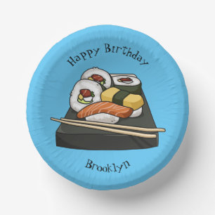 Cuencos De Papel Ilustración de dibujos animados de sushi
