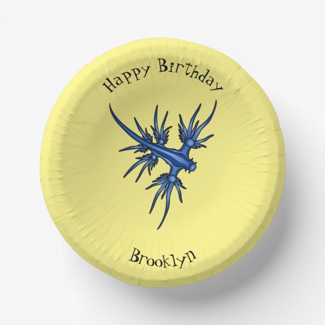 Cuencos De Papel Ilustracion de dragón azul (Anverso)