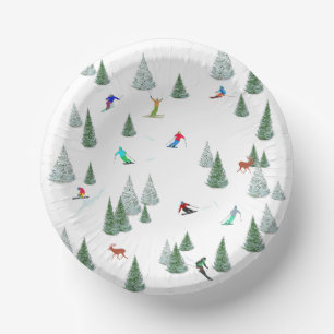 Cuencos De Papel Ilustración de esquiadores alpinos en descenso