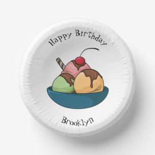 Cuencos De Papel Ilustracion de helado personalizado