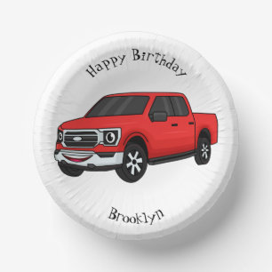 Cuencos De Papel Ilustracion de personalizado de camioneta roja