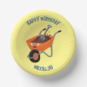 Cuencos De Papel Ilustracion de personalizado de carretilla naranja