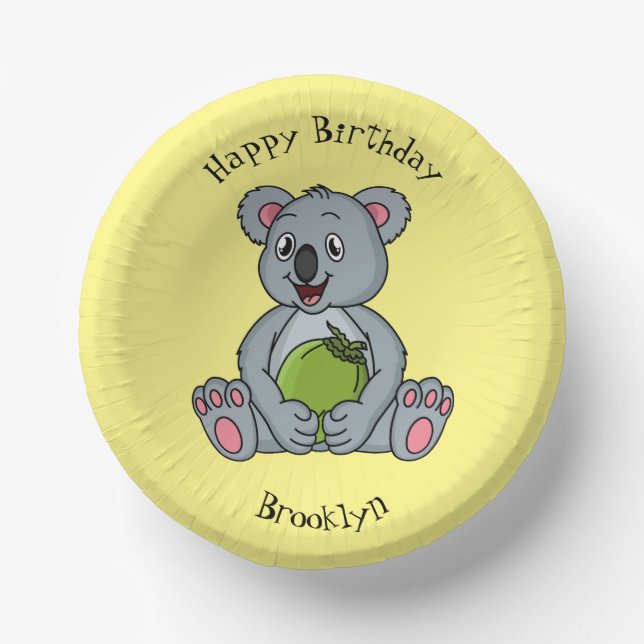 Cuencos De Papel Ilustracion de personalizado de coco y koala cuta (Anverso)