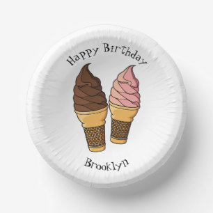 Cuencos De Papel Ilustracion de personalizado de helado de cono