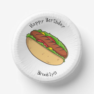 Cuencos De Papel Ilustracion de personalizado de hot dog