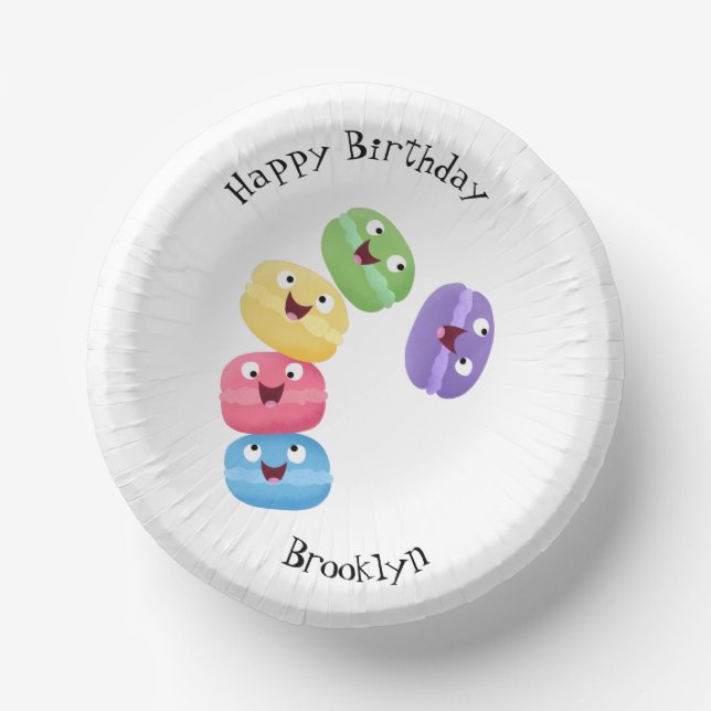 Cuencos De Papel Ilustracion de personalizado de macarons graciosos (Anverso)