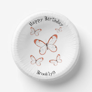 Cuencos De Papel Ilustracion de personalizado de mariposa de vidrio