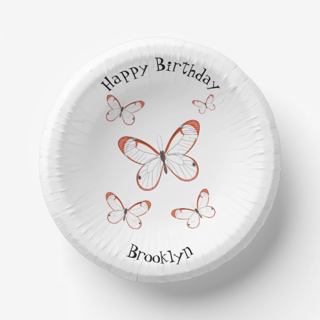 Cuencos De Papel Ilustracion de personalizado de mariposa de vidrio (Anverso)