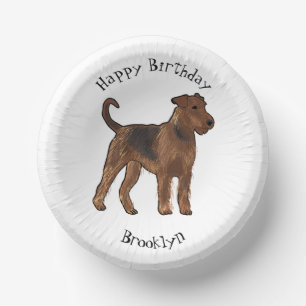 Cuencos De Papel Ilustracion de personalizado de perro Airedale ter
