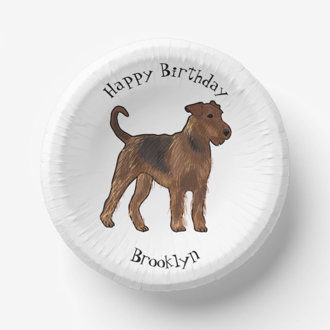 Cuencos De Papel Ilustracion de personalizado de perro Airedale ter (Anverso)