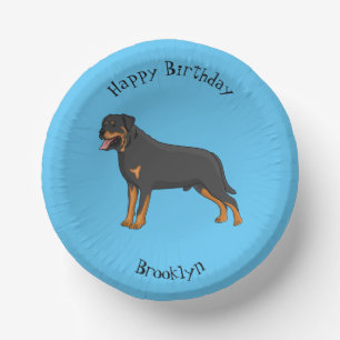 Cuencos De Papel Ilustracion de personalizado de perro de Rottweile