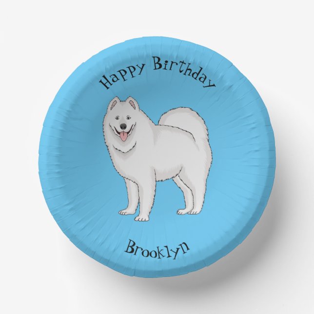 Cuencos De Papel Ilustracion de personalizado de perro de Samoyed (Anverso)