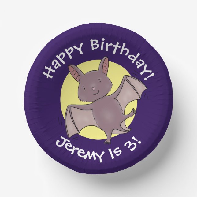 Cuencos De Papel Ilustracion de personalizado volador de bate de be (Anverso)