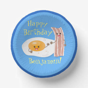 Cuencos De Papel Ilustracion de tocino y personalizado de huevos