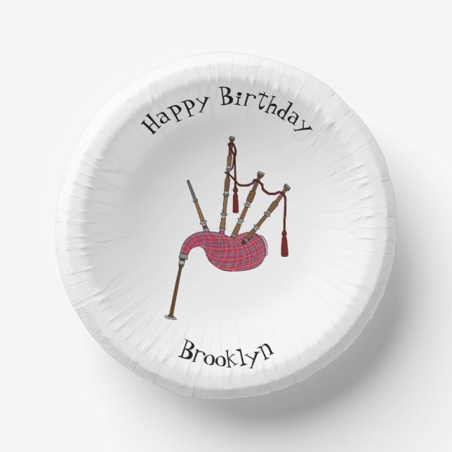 Cuencos De Papel Ilustracion personalizado Bagpipes (Anverso)