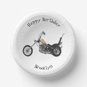 Cuencos De Papel Ilustracion personalizado Chopper Motorcycle 1950