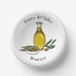 Cuencos De Papel Ilustracion personalizado de aceite de oliva