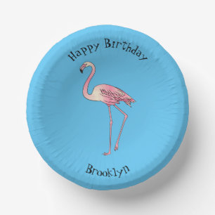 Cuencos De Papel Ilustracion personalizado de aves de Flamingo