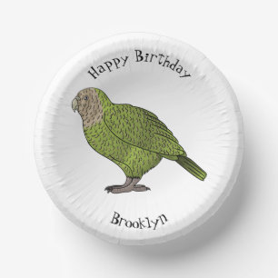 Cuencos De Papel Ilustracion personalizado de aves Kakapo