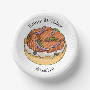 Cuencos De Papel Ilustracion personalizado de bagel de Salmon