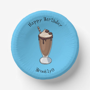 Cuencos De Papel Ilustracion personalizado de batido de chocolate