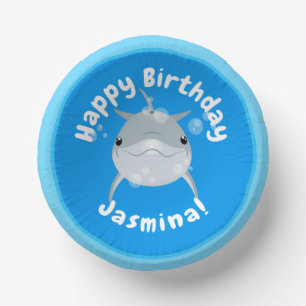 Cuencos De Papel Ilustracion personalizado de burbujas de delfines