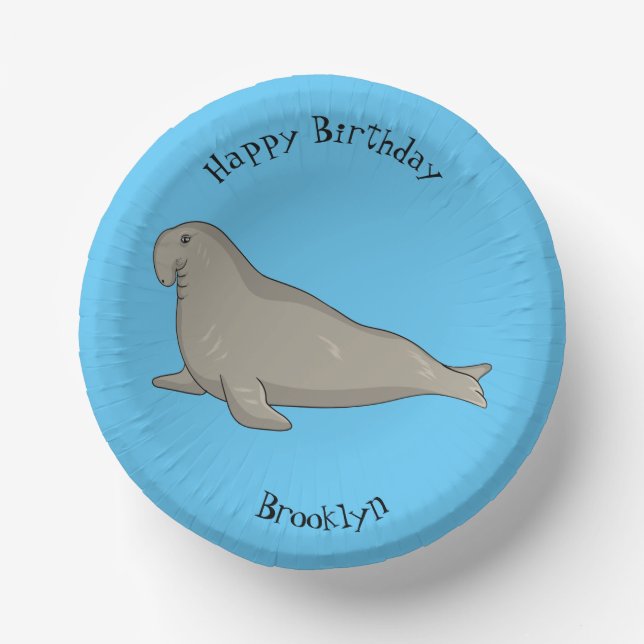 Cuencos De Papel Ilustracion personalizado de focas elefantes (Anverso)