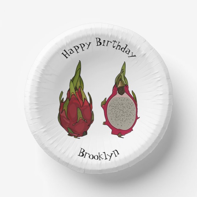 Cuencos De Papel Ilustracion personalizado de fruta dragón (Anverso)