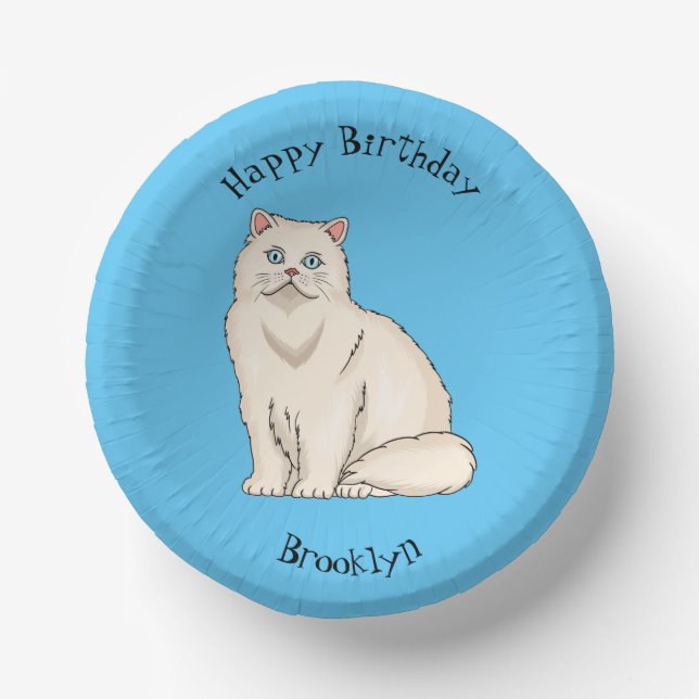 Cuencos De Papel Ilustracion personalizado de gato persa (Anverso)