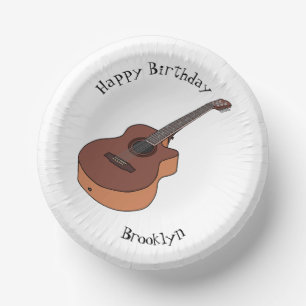 Cuencos De Papel Ilustracion personalizado de guitarra acústica