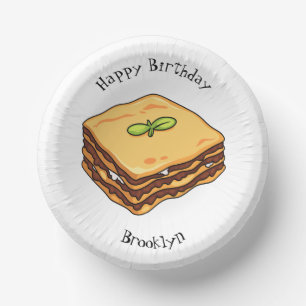 Cuencos De Papel Ilustracion personalizado de Lasagna