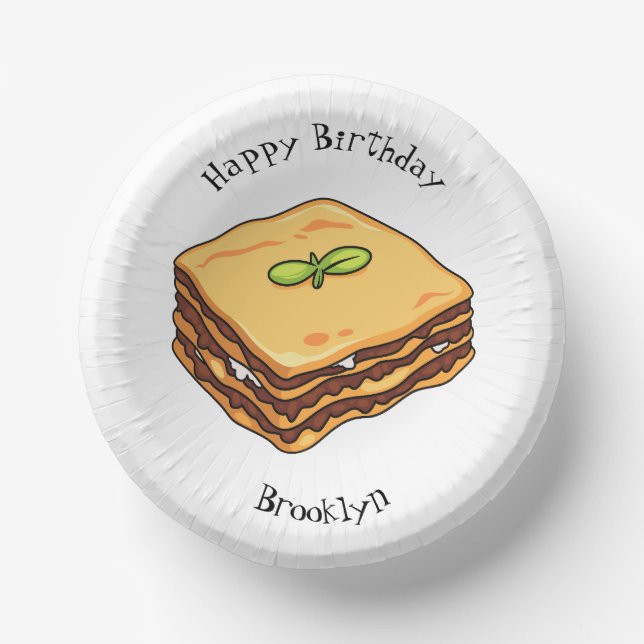 Cuencos De Papel Ilustracion personalizado de Lasagna (Anverso)