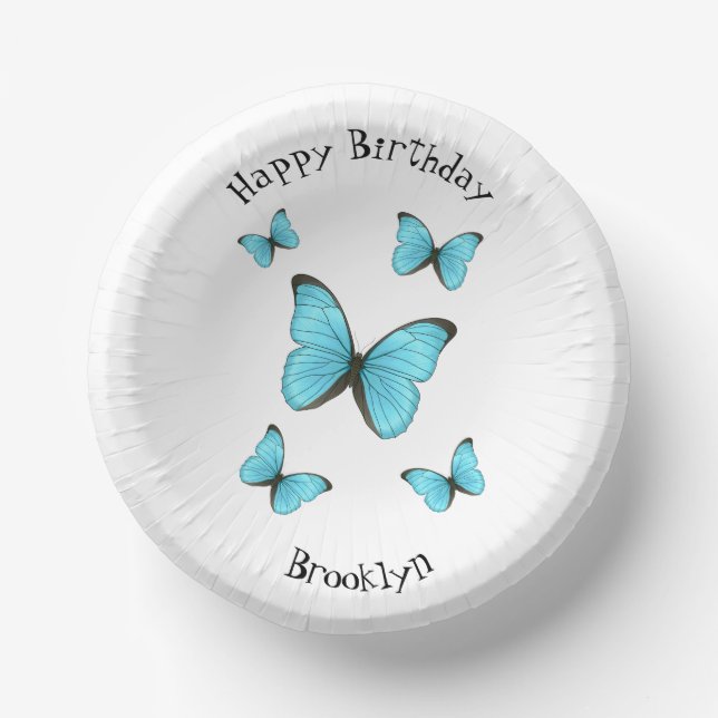 Cuencos De Papel Ilustracion personalizado de mariposas morfo (Anverso)