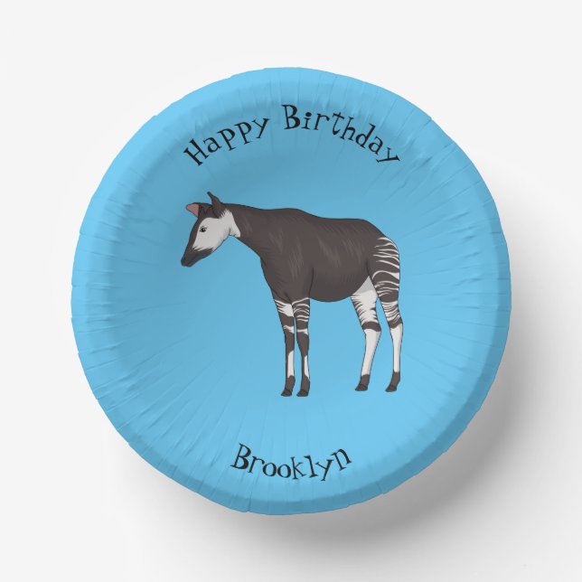 Cuencos De Papel Ilustracion personalizado de Okapi (Anverso)