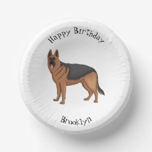 Cuencos De Papel Ilustracion personalizado de perro pastor alemán