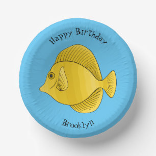 Cuencos De Papel Ilustracion personalizado de pescado tango amarill