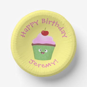 Cuencos De Papel Ilustracion personalizado de quequitos alegres