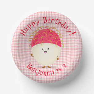 Cuencos De Papel Ilustracion personalizado de rambután rosa suave