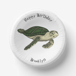 Cuencos De Papel Ilustracion personalizado de tortugas marinas