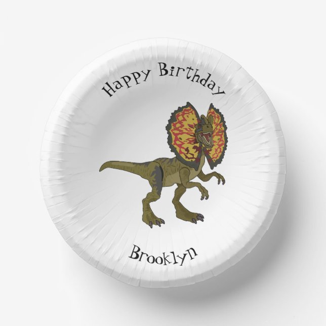 Cuencos De Papel Ilustracion personalizado Dilophosaurus (Anverso)